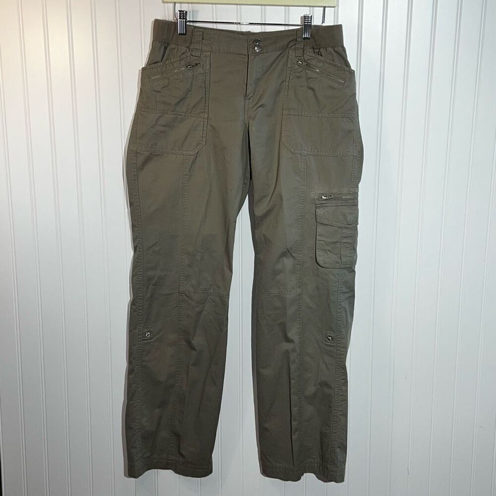Monroe & Main Pull On Cargo Pants Women’s 12 Khaki Outdoors Zippers Pockets